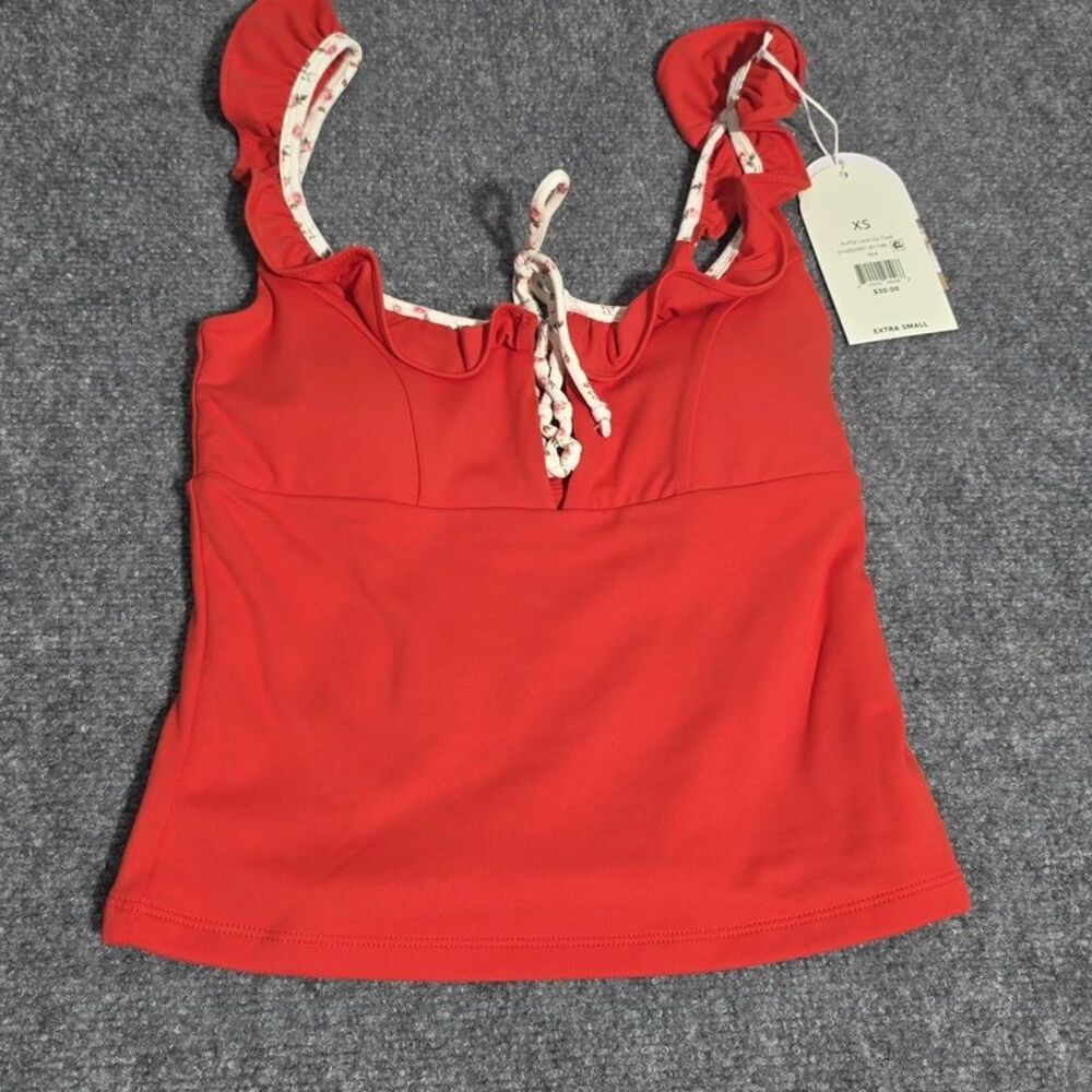 XS Red Ruffle Tankini